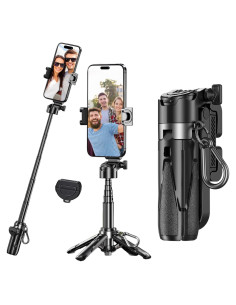 Trípode de Teléfono CRIDENG 3 en 1 Mini Palo de Selfie Negro