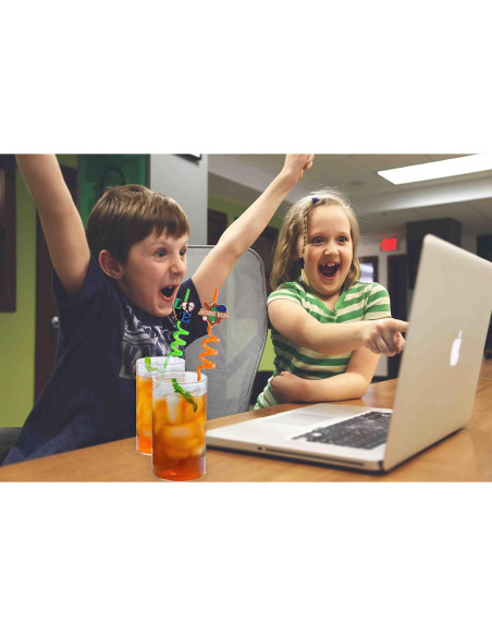 24 Pajitas Reutilizables de Plástico Peiking Tema Béisbol