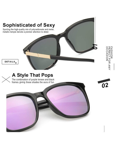 Gafas de sol cuadradas SIPHEW para mujeres UV400 54mm