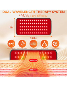 Almohadilla de Terapia de Luz Roja ZAEXAE 35.1x16.5cm 70 LEDs 2