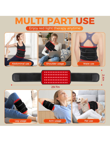 Almohadilla de Terapia de Luz Roja ZAEXAE 35.1x16.5cm 70 LEDs