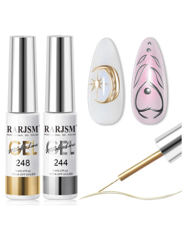 Set de 2 Gel Liner Metálico RARJSM Plata y Bronce Oro 8ml