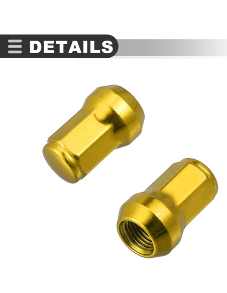 Tuercas de Rueda Motoforti M12x1.25 Doradas 20 Pcs con Llave