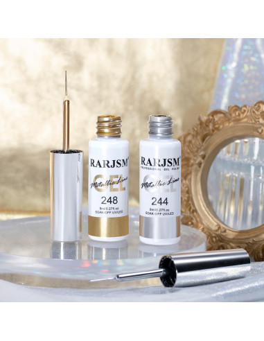 Set de 2 Gel Liner Metálico RARJSM Plata y Bronce Oro 8ml