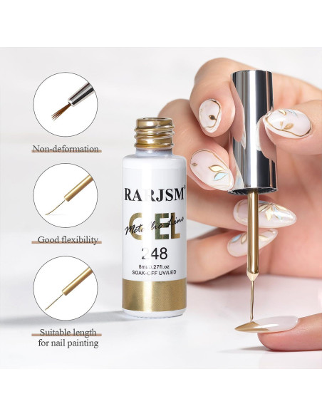 Set de 2 Gel Liner Metálico RARJSM Plata y Bronce Oro 8ml