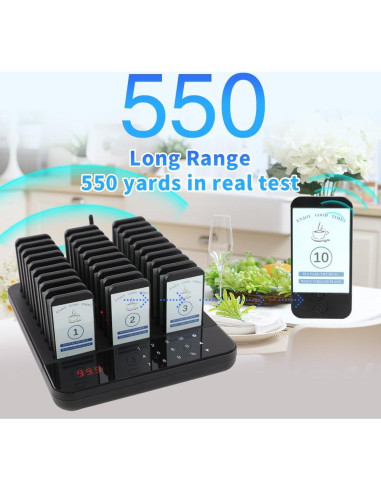 Sistema de Llamada Inalámbrico AGJ 30 Pagers para Restaurantes