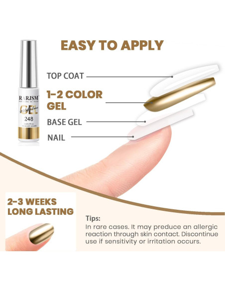 Set de 2 Gel Liner Metálico RARJSM Plata y Bronce Oro 8ml