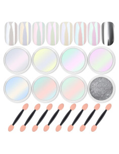 Kit 8 Tarros Polvo de Uñas Cromado Artdone Efecto Espejo