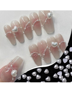 400 Piezas Encantos de Uñas Corazón 3D Furimuk para Decoración 2