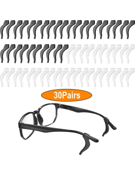 30 Pares Sujetadores de Gafas Antideslizantes AZFVBQL Silicona