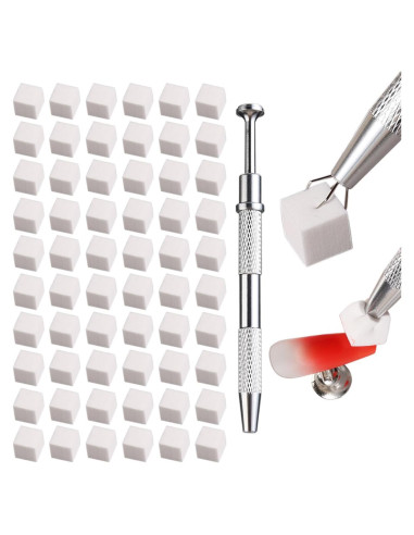 100 Esponjas Suaves para Uñas Ombre + Bolígrafo Agarre Sotong