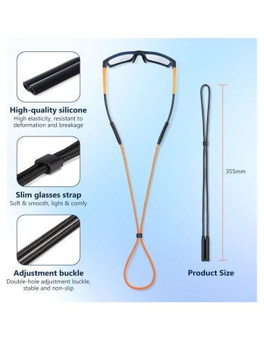 Correa Ajustable para Gafas 80Days - Nylon y Silicona, 2 Pcs