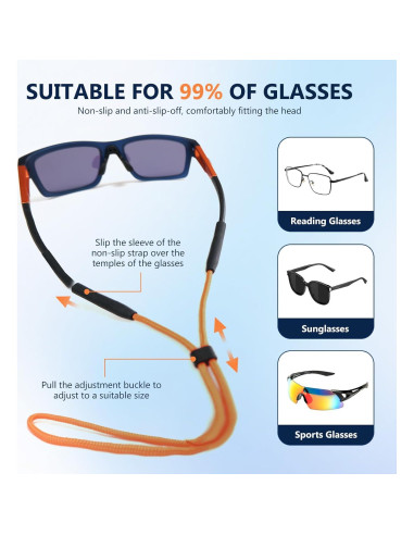 Correa Ajustable para Gafas 80Days - Nylon y Silicona, 2 Pcs