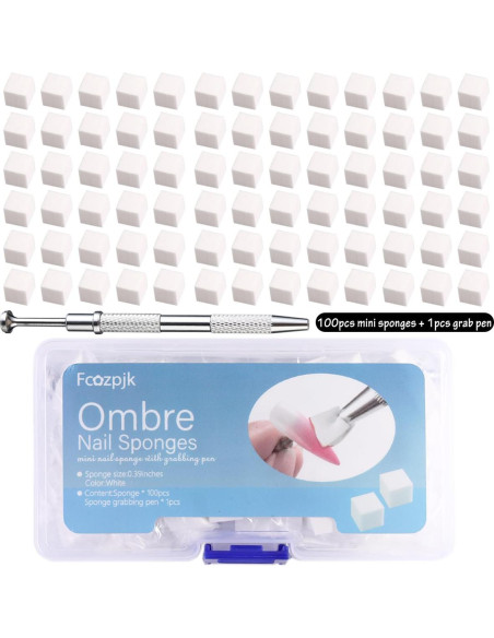 100 Esponjas Suaves para Uñas Ombre + Bolígrafo Agarre Sotong