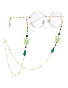 Cadena de Gafas Mariposa Verde - Ajustable para Mujeres