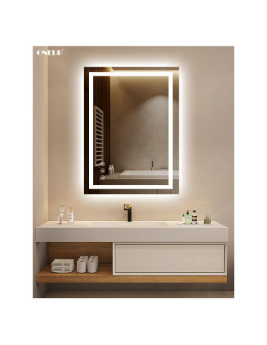 Espejo de Baño LED Oneup 81x61 cm Iluminado Táctil Antivaho
