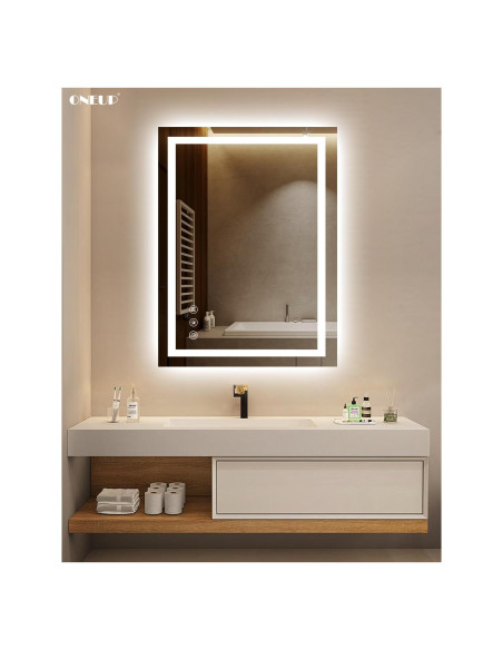 Espejo de Baño LED Oneup 81x61 cm Iluminado Táctil Antivaho