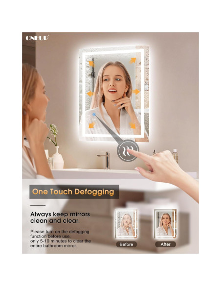 Espejo de Baño LED Oneup 81x61 cm Iluminado Táctil Antivaho
