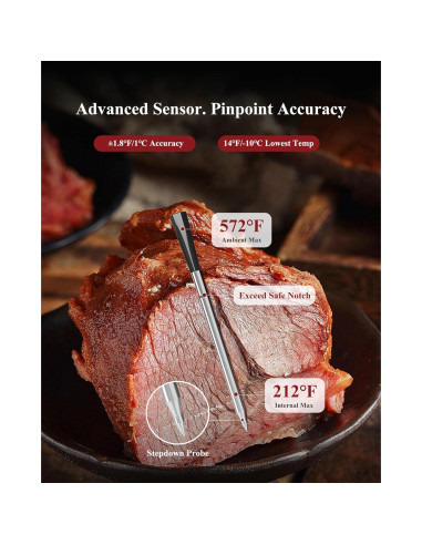 Termómetro de Carne Digital Inalámbrico Wisebee Bluetooth 100C