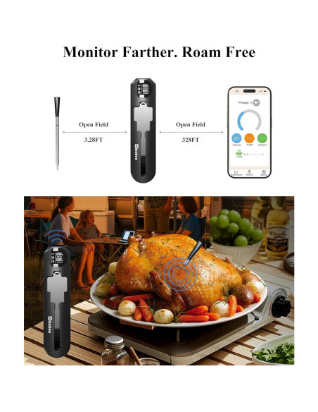Termómetro de Carne Digital Inalámbrico Wisebee Bluetooth 100C