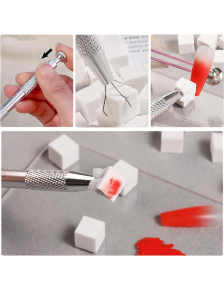 100 Esponjas Suaves para Uñas Ombre + Bolígrafo Agarre Sotong