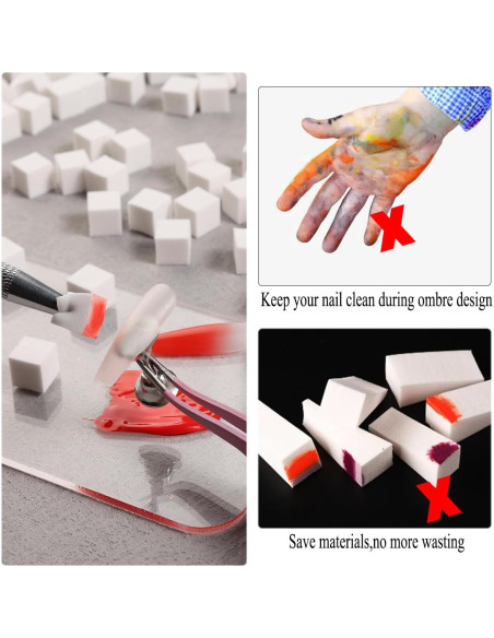 100 Esponjas Suaves para Uñas Ombre + Bolígrafo Agarre Sotong