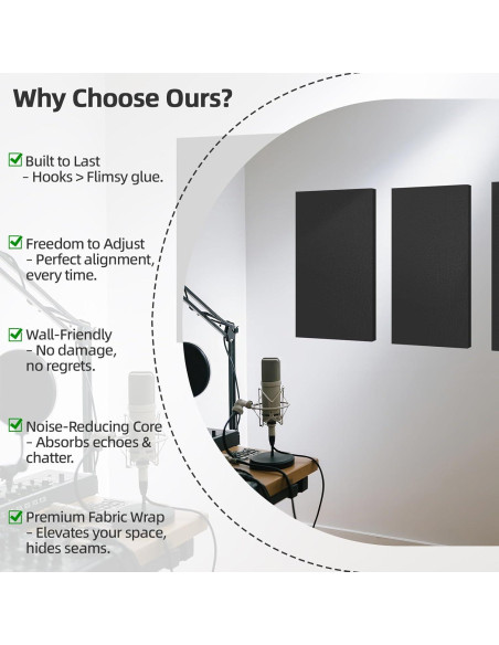 Paneles Acústicos Art3dwall 4 PCS 61x30.5cm Aislantes Sonido Negro