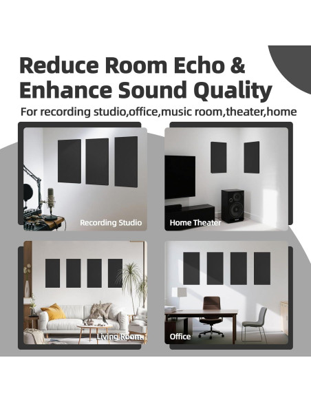 Paneles Acústicos Art3dwall 4 PCS 61x30.5cm Aislantes Sonido Negro