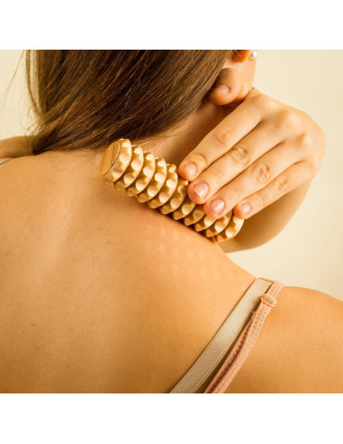 Rodillo de Masaje Facial de Madera Tuuli Set de 2 - 18x4cm y 11x3cm