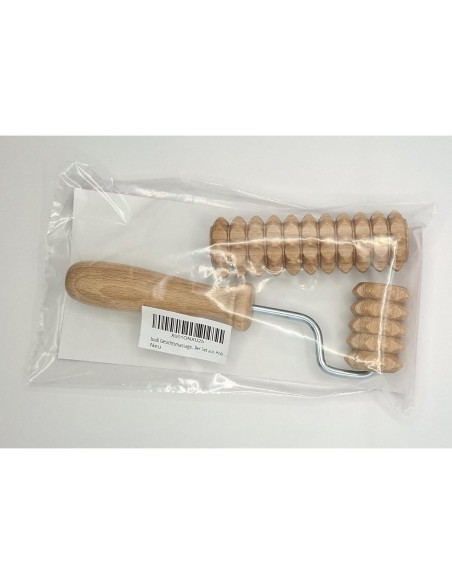 Rodillo de Masaje Facial de Madera Tuuli Set de 2 - 18x4cm y 11x3cm