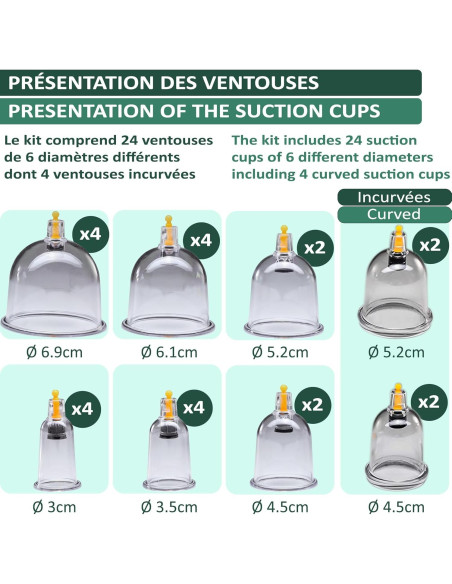 Kit de Ventosas Uplife 24 Copas para Masaje y Terapia