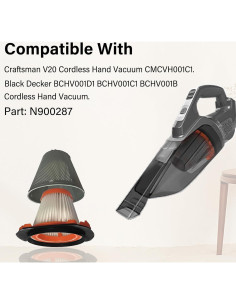 Filtro HEPA JZSTARINGE CMCVH001C1 para Aspiradora Craftsman V20 y Black Decker 2