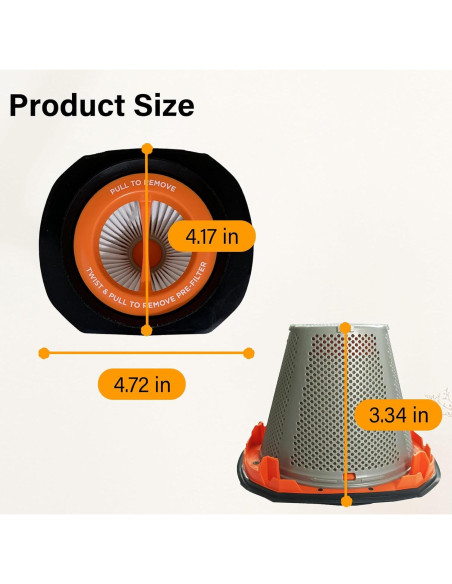 Filtro HEPA JZSTARINGE CMCVH001C1 para Aspiradora Craftsman V20 y Black Decker