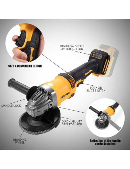 Amoladora Angular Inalámbrica Lezwuatoolz 20V 11.43 cm