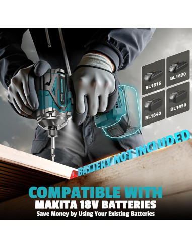 Destornillador de impacto inalámbrico DIYtoolifz 18V 2800 In-lbs