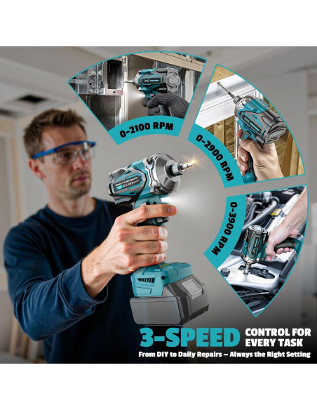 Destornillador de impacto inalámbrico DIYtoolifz 18V 2800 In-lbs