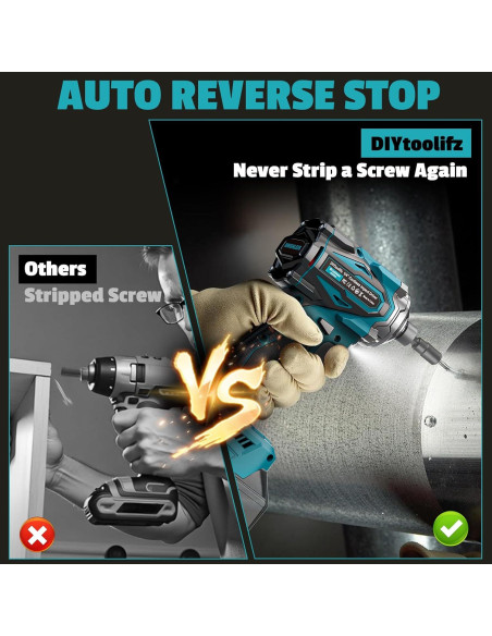 Destornillador de impacto inalámbrico DIYtoolifz 18V 2800 In-lbs