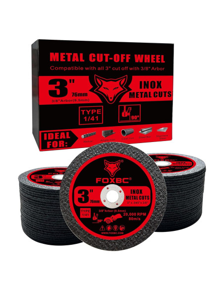 Discos de Corte FOXBC 3" para Metal y Acero Inoxidable - 50 Unidades