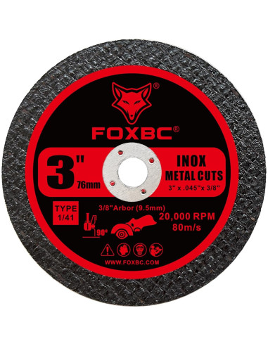 Discos de Corte FOXBC 3" para Metal y Acero Inoxidable - 50 Unidades
