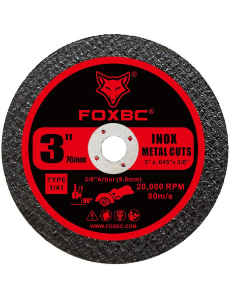 Discos de Corte FOXBC 3" para Metal y Acero Inoxidable - 50 Unidades