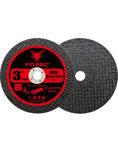 Discos de Corte FOXBC 3" para Metal y Acero Inoxidable - 50 Unidades