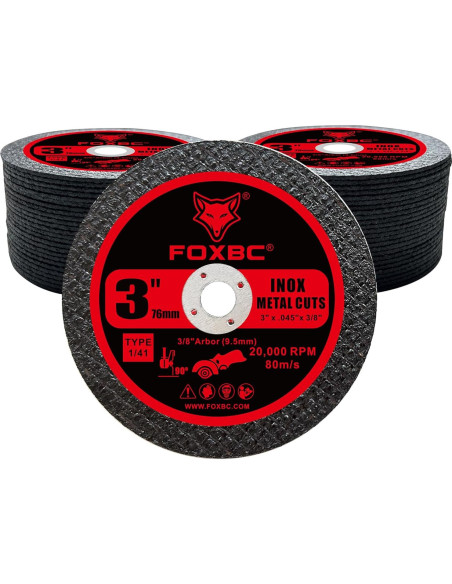 Discos de Corte FOXBC 3" para Metal y Acero Inoxidable - 50 Unidades