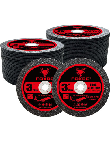 Discos de Corte FOXBC 3" para Metal y Acero Inoxidable - 50 Unidades