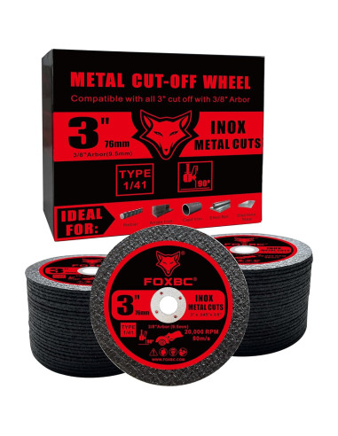 Discos de Corte FOXBC 3" para Metal y Acero Inoxidable - 50 Unidades