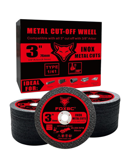 Discos de Corte FOXBC 3" para Metal y Acero Inoxidable - 50 Unidades
