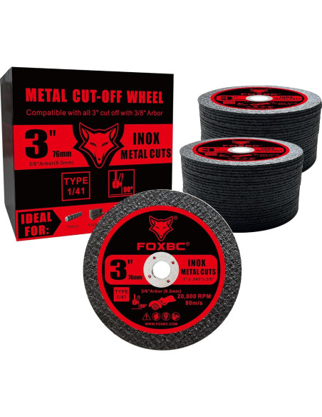 Discos de Corte FOXBC 3" para Metal y Acero Inoxidable - 50 Unidades