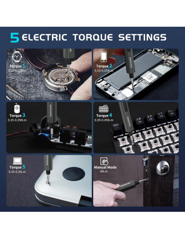 Destornillador Eléctrico Mini MIKESIER 3.7V 64 Puntas Magnéticas