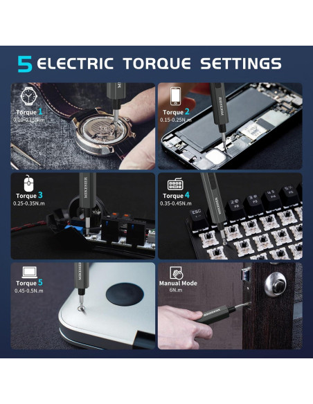 Destornillador Eléctrico Mini MIKESIER 3.7V 64 Puntas Magnéticas