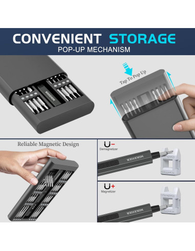 Destornillador Eléctrico Mini MIKESIER 3.7V 64 Puntas Magnéticas