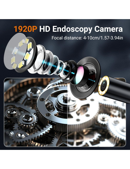 Cámara Endoscópica HD 1920P Ferdiiz 5m IP67 con Luz LED